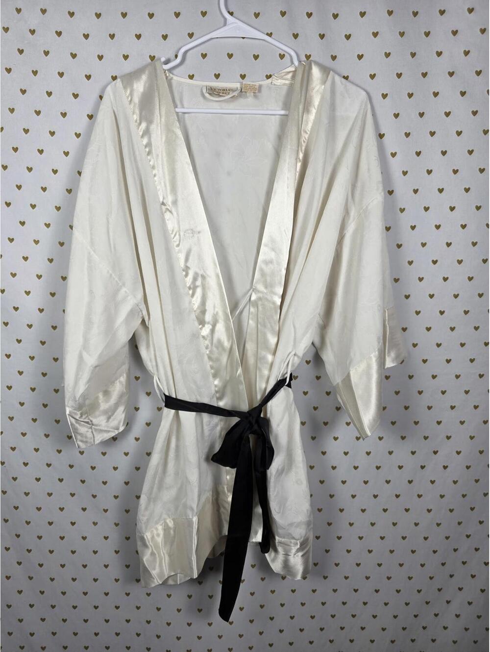 Victorias Secret Satin Silky Robe GOLD LABEL VINTAGE White Silky Satin ONE SIZE